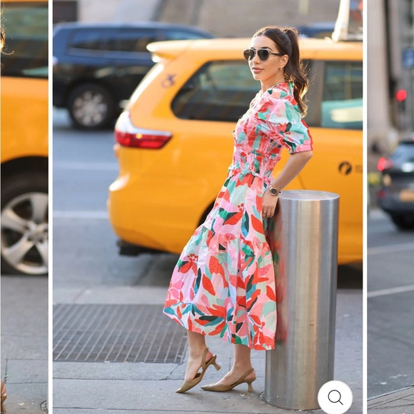 Jessie Zhao Ramona Watermelon Smocked Midi Dress - Picture 5 of 8